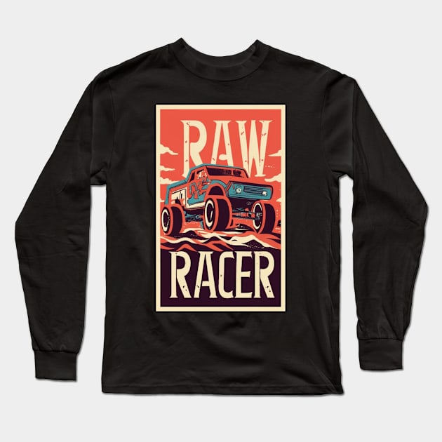 Raw Racer Desert Racing Car Art Long Sleeve T-Shirt by Abeer Ahmad